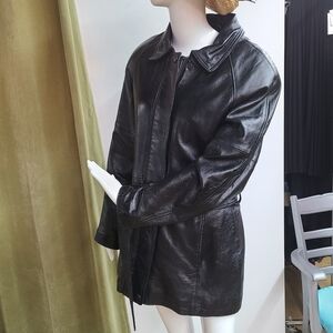 Oscar Leopald Lambskin Leather Coat